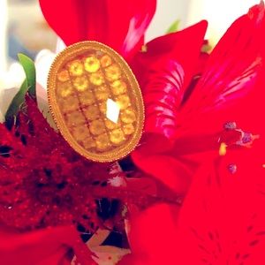 18k solid gold natural citrine and quartz ring